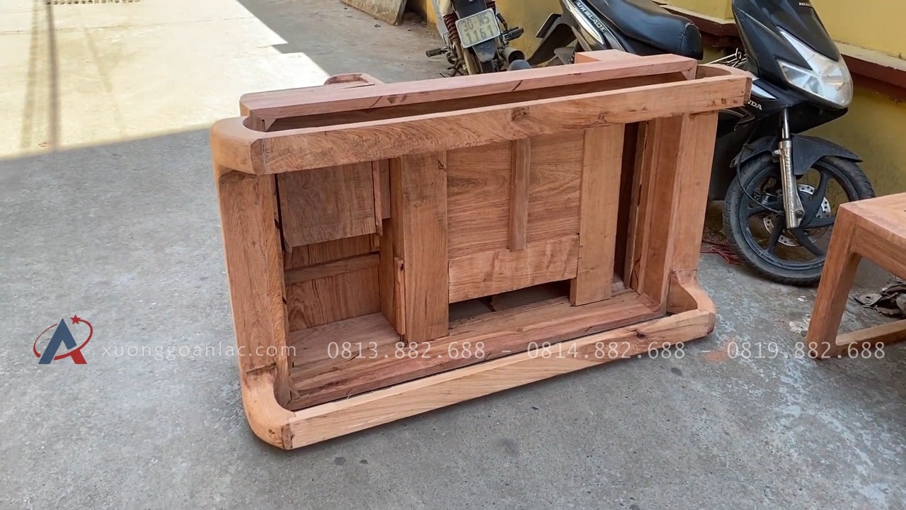 Hình ảnh chân thực bản mộc thô 2 bộ sofa đùi gà gỗ hương đá 57 hệ chân đùi gà có giằng ngang cực chắc chắn