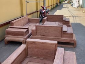 Hình ảnh chân thực bản mộc thô 2 bộ sofa đùi gà gỗ hương đá 23 sofa chân đùi gà hiện đại