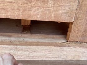 Hình ảnh chân thực bản mộc thô 2 bộ sofa đùi gà gỗ hương đá 41 kết cấu đóng mộng chắc chắn