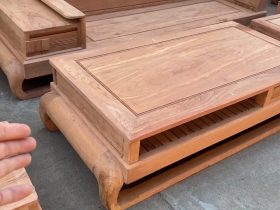 Hình ảnh chân thực bản mộc thô 2 bộ sofa đùi gà gỗ hương đá 24 bàn trà gỗ hương đá