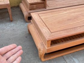 Hình ảnh chân thực bản mộc thô 2 bộ sofa đùi gà gỗ hương đá 26 Thiết kế bàn trà chân đùi gà