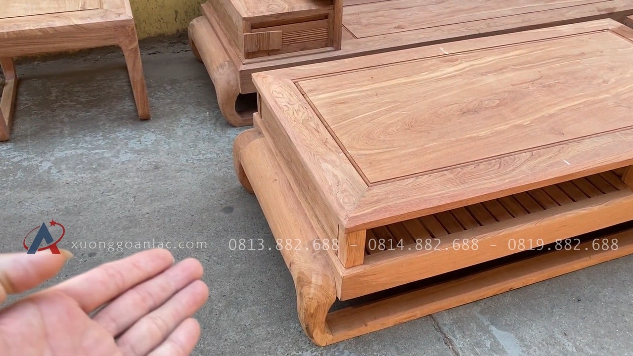 Hình ảnh chân thực bản mộc thô 2 bộ sofa đùi gà gỗ hương đá 46 Thiết kế bàn trà chân đùi gà