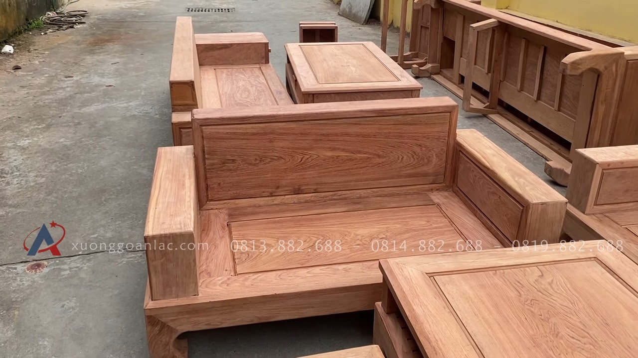 Mộc thô 2 bộ sofa chân hươu gỗ hương đá hàng đẹp sỉ đét 48 ghế đôi gỗ hương đá