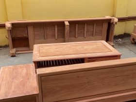 Mộc thô 2 bộ sofa chân hươu gỗ hương đá hàng đẹp sỉ đét 22 mặt bàn khung tranh ván liền