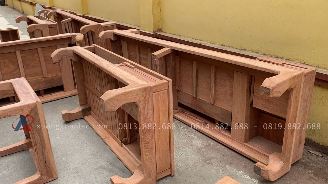 Mộc thô 2 bộ sofa chân hươu gỗ hương đá hàng đẹp sỉ đét 43 Hệ chân hươu bàn trà