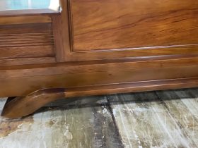 Bộ sofa chân chếch vát hàng đặt gỗ hương PU màu óc chó kèm bộ da đệm Hàn Quốc (Anh Thịnh - Hà Nam) 32 mặt lưng của ghế ngồi