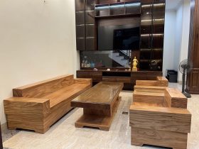 sofa chữ H nguyên khối gỗ gõ đỏ pachy