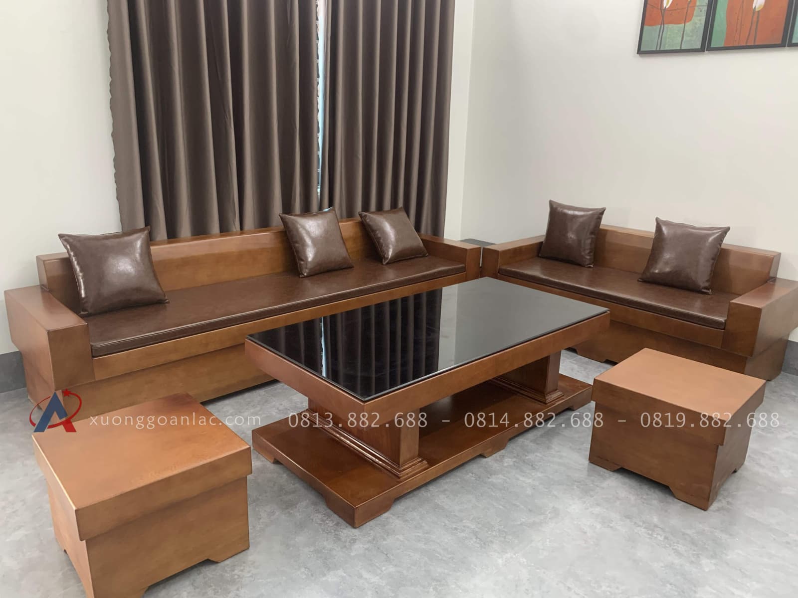 Bàn Giao bộ sofa và kệ tivi gỗ gõ đỏ cao cấp tại Bắc Ninh cho gia đình anh Trường 17 mẫu sofa gỗ nguyên khối hiện đại