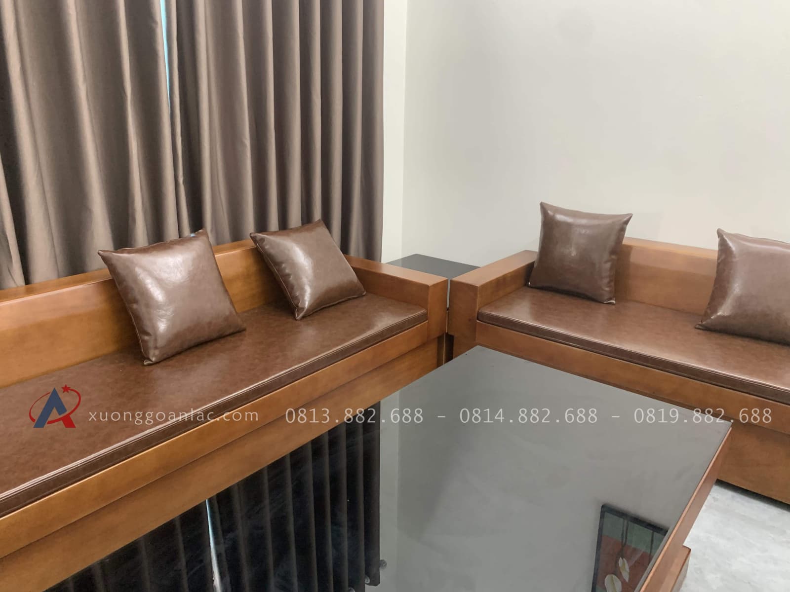 Bàn Giao bộ sofa và kệ tivi gỗ gõ đỏ cao cấp tại Bắc Ninh cho gia đình anh Trường 19 bộ sofa 6 món