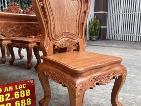 Bộ bàn ăn dài hoàng gia và 8 ghế louis gỗ hương đá cao cấp (Chú Nghị, Bắc Giang) 13 ghế ăn phong cách hoàng gia