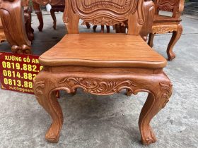 Bộ bàn ăn dài hoàng gia và 8 ghế louis gỗ hương đá cao cấp (Chú Nghị, Bắc Giang) 15 mặt ngồi ghế thiết kế ván tràn