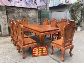 bàn ăn hoàng gia 10 ghế gỗ hương đá