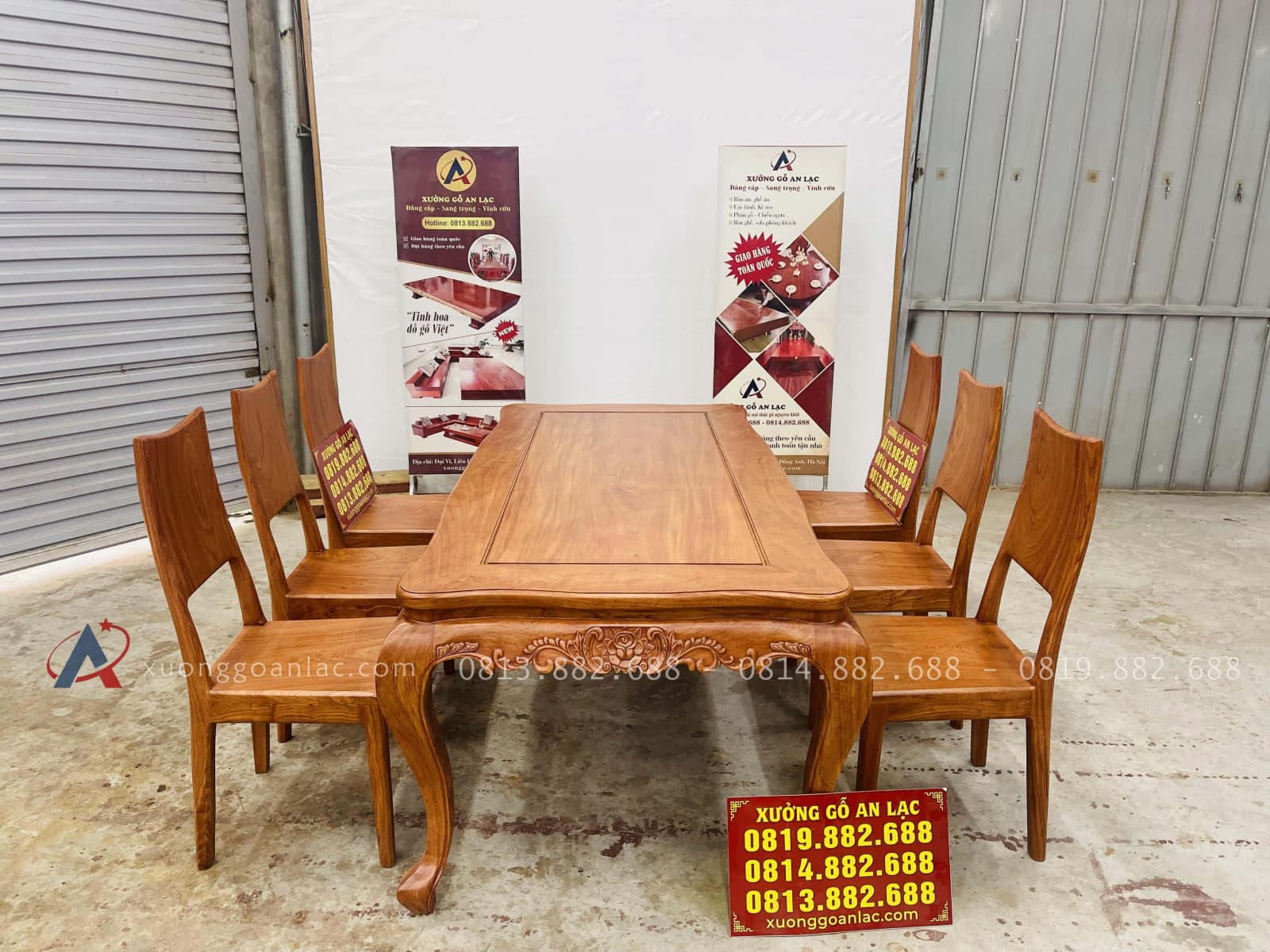 Bàn ăn hoàng gia kết hợp 6 ghế hiện đại gỗ hương đá (Anh Tân, Hải Dương) 16 mẫu bàn ăn hoàng gia kết hợp 6 ghế hiện đại