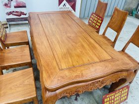 Bàn ăn hoàng gia kết hợp 6 ghế hiện đại gỗ hương đá (Anh Tân, Hải Dương) 9 bàn ăn gỗ hương đá