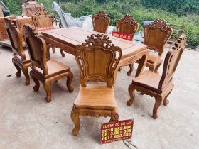 Bộ bàn ăn hoàng gia 8 ghế louis gỗ gõ đỏ cao cấp (Chị Ngọc, Hà Giang) 12 bộ bàn ăn louis hoàng gia