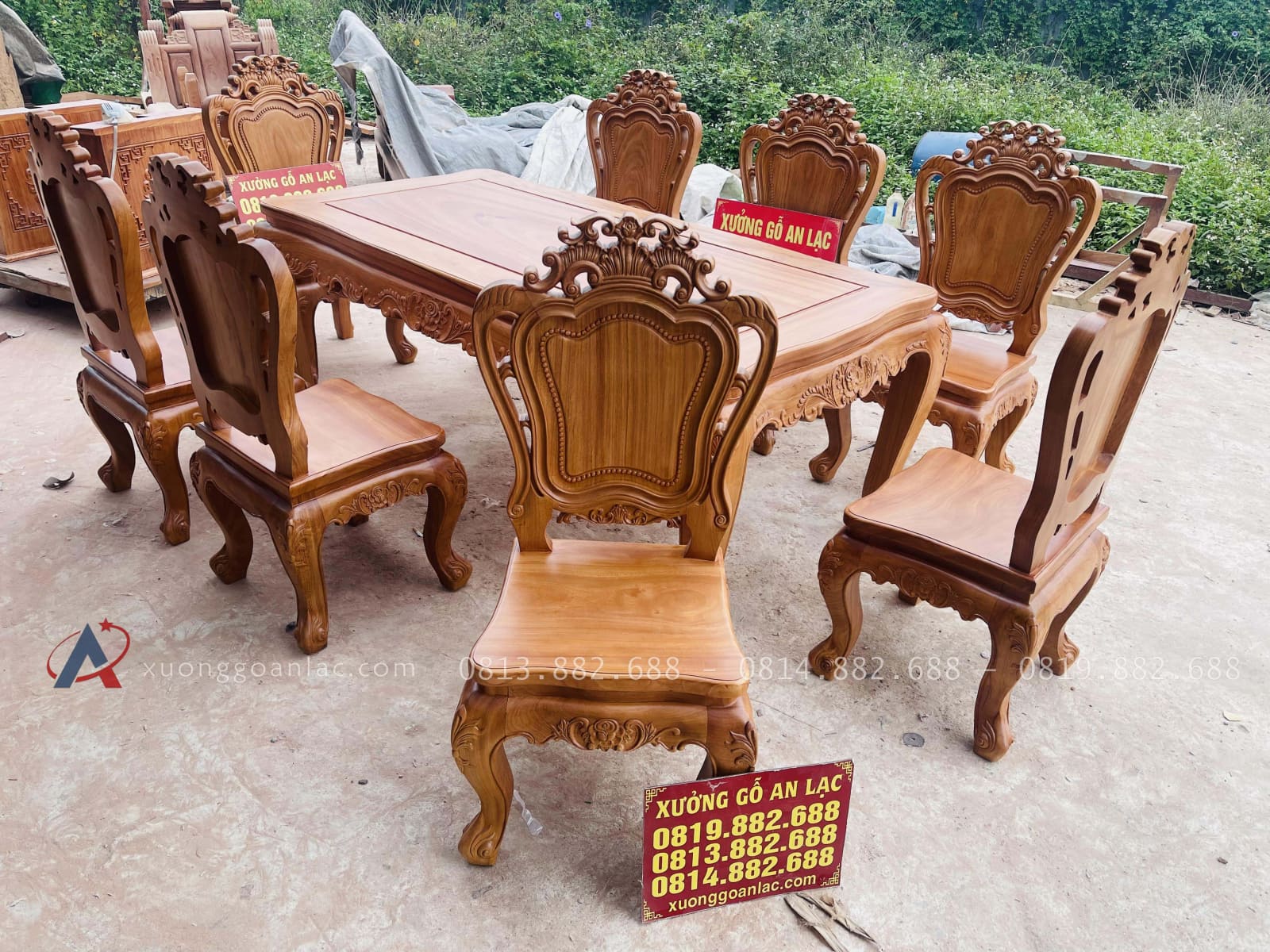 Bộ bàn ăn hoàng gia 8 ghế louis gỗ gõ đỏ cao cấp (Chị Ngọc, Hà Giang) 23 bộ bàn ăn louis hoàng gia