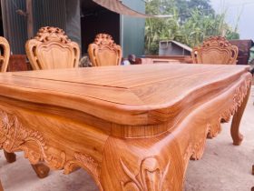Bộ bàn ăn hoàng gia 8 ghế louis gỗ gõ đỏ cao cấp (Chị Ngọc, Hà Giang) 15 mặt bàn khuôn 4 ván 2