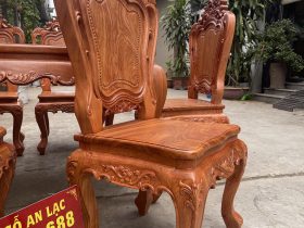 Bộ bàn ăn hoàng gia cùng 8 ghế louis gỗ hương đá (Chú Mộc, Cao Bằng) 18 mẫu ghế ngồi cao 1m15