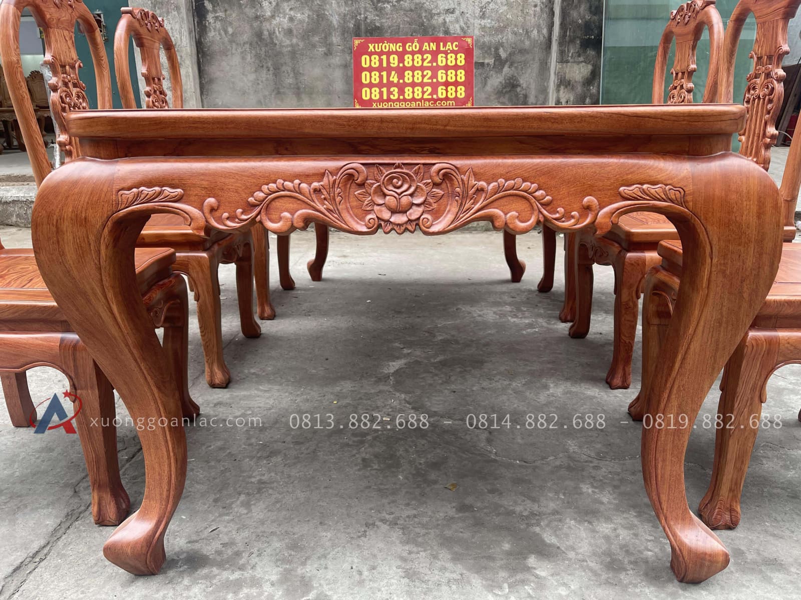 Bộ bàn ăn louis hoàng gia 6 ghế cây đàn gỗ hương đá cao câp (Anh Tuấn, Bắc Giang) 25 Hệ chân yếm louis hoàng gia