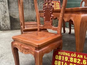 Bộ bàn ăn louis hoàng gia 6 ghế cây đàn gỗ hương đá cao câp (Anh Tuấn, Bắc Giang) 18 ghế cây đàn cao 1m13