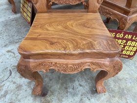 Siêu phẩm bàn ăn nguyên khối và 8 ghế louis hoa lá tây gỗ hương đá (Anh Thuận, Hà Nội) 20 mặt ngồi ván tràn bo góc cong mượt