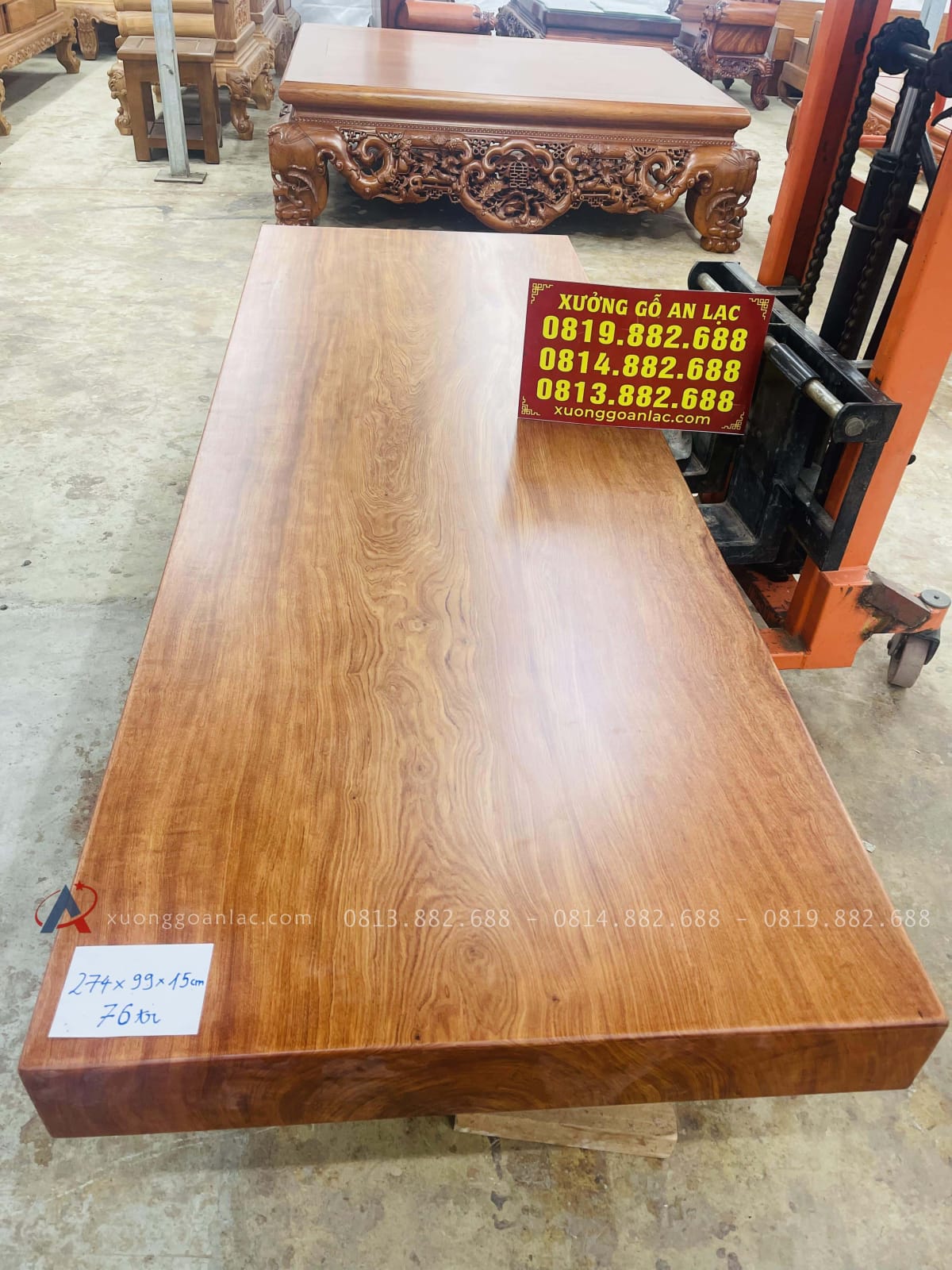 Mẫu bàn ăn nguyên khối 274 x 99 x13cm gỗ hương đá siêu vip 10 bàn ăn nguyên khối 2m74 siêu vip