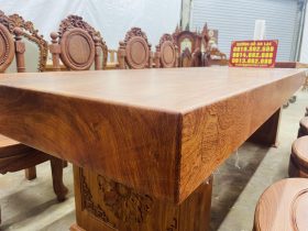 Bàn ăn nguyên khối 280 x 92 x 15cm vô cùng đẳng cấp (Anh Khang, Hà Nam) 6 mẫu bàn ăn nguyên khối mặt dày 15p