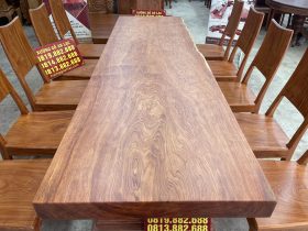 Bộ bàn ăn nguyên khối 2m74 và 12 ghế trơn hiện đại gỗ hương đá (Anh Nam, Ninh Bình) 12 bàn ăn gỗ hương đá nguyên khối