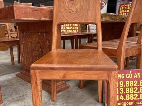 Bộ bàn ăn nguyên khối 2m74 và 12 ghế trơn hiện đại gỗ hương đá (Anh Nam, Ninh Bình) 17 ghế ăn gỗ hương hiện đại