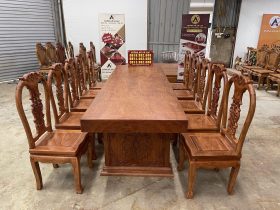 Bàn ghế gỗ nguyên khối 13 siêu phẩm bàn ăn nguyên khối 10 ghế cây đàn gỗ hương