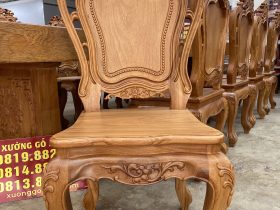 Bộ bàn ăn nguyên khối 355x107x15cm với 12 ghế louis gỗ gõ đỏ (Chị Hoa, Hải Phòng) 16 mẫu ghế louis hoàng gia phương tây