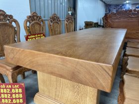 Bộ bàn ăn nguyên khối và 8 ghế hồng hạt gỗ gõ đỏ (Chị Hồng, Hải Phòng) 13 mặt bàn dày 15p gỗ tuyển