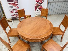 Bộ bàn ăn tròn 6 ghế hiện đại gỗ hương đá cao cấp (Chú Hiển, Ninh Bình) 8 bộ bàn ăn tròn gỗ hương đá