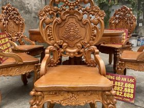 Bộ bàn ăn tròn kết hợp 6 ghế louis gỗ gõ đỏ (Chú Hữu, Hà Nam) 10 bộ bàn ăn 6 ghế