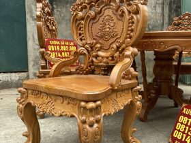 Bộ bàn ăn tròn kết hợp 6 ghế louis gỗ gõ đỏ (Chú Hữu, Hà Nam) 11 mẫu ghế louis hoàng gia