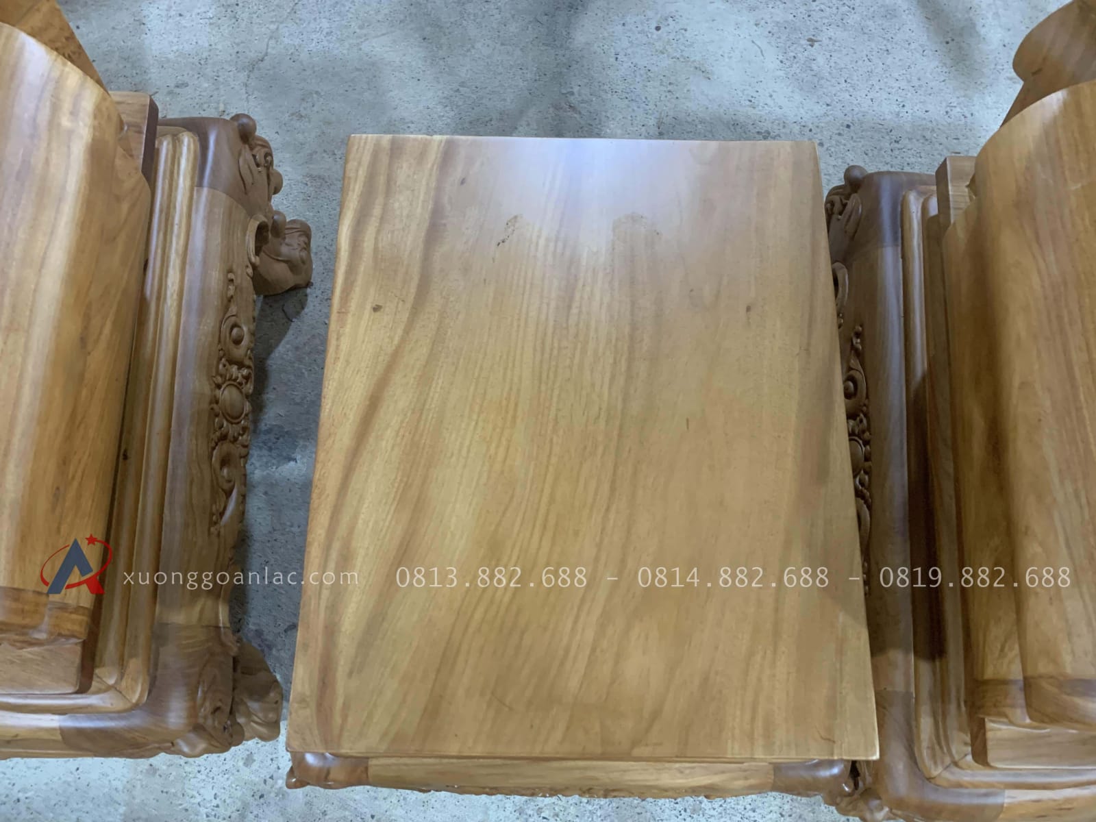 Mẫu bàn ghế louis hoàng gia gỗ gõ đỏ mặt tràn 4cm siêu vip 35 đôn kẹp gỗ gõ đỏ