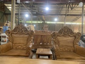 Mẫu bàn ghế louis hoàng gia gỗ gõ đỏ mặt tràn 4cm siêu vip 17 bộ đôi ghế đơn louis