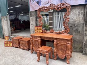 Nội thất phòng ngủ 27 bàn phấn và tab đầu giường gỗ hương đá