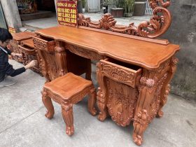 Bàn phấn hoàng gia louis và tab đầu giường gỗ hương đá 14 bàn trang điểm louis hoàng gia