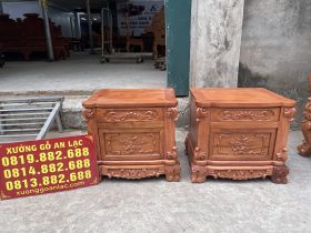 Bàn phấn hoàng gia louis và tab đầu giường gỗ hương đá 16 hai tab đầu giường gỗ hương đá