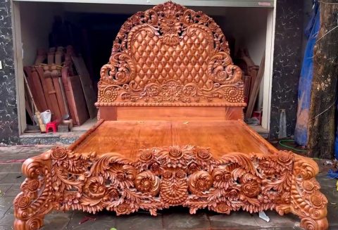 giường ngủ hoàng gia siêu vip gỗ gõ đỏ