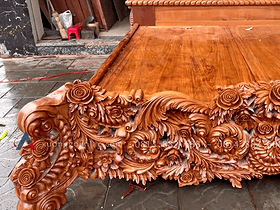 Giường Nữ hoàng 2mx2m2 gõ đỏ 23 thiết kế đầu thấp liền tấm