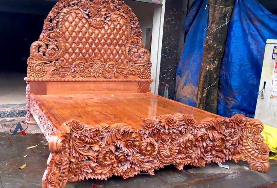 Giường Nữ hoàng 2mx2m2 gõ đỏ 30 mẫu giường gỗ gõ đỏ