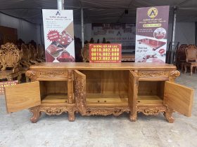 Mẫu kệ tivi louis hoàng gia gỗ gõ đỏ (Chú Phúc - Long Biên) 15 Thân kệ thiết kế khoang tủ rộng rãi
