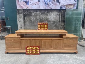mẫu kệ tivi gỗ gõ đỏ trơn