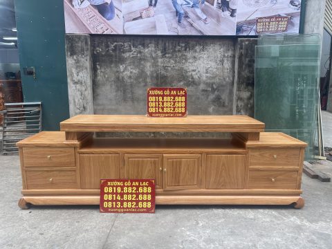 mẫu kệ tivi gỗ gõ đỏ trơn