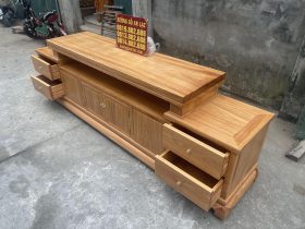 Mẫu kệ tivi trơn 2m60 gỗ gõ đỏ pachy (Chú Tuấn Anh - Thanh Xuân, Hà Nội) 13 mặt kệ 2 tầng tiện dụng