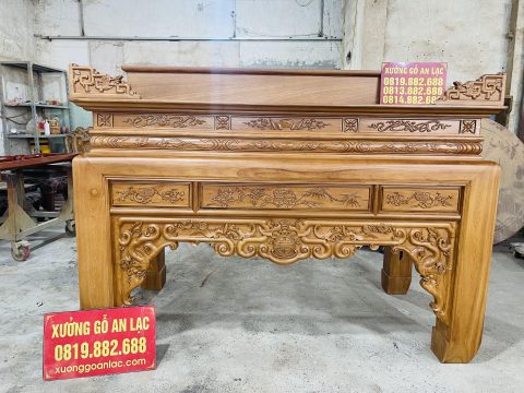 mẫu án gian thờ nhị cấp gỗ gõ đỏ