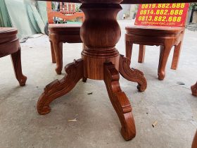 Bộ bàn ăn tròn 6 ghế louis cổ điển gỗ hương đá (Anh Tùng, Hải Phòng) 11 chân trụ 25p