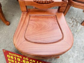 Bộ bàn ăn tròn 6 ghế louis cổ điển gỗ hương đá (Anh Tùng, Hải Phòng) 15 mặt ngồi khung tranh ván liền